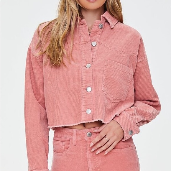 Forever 21 Jackets & Blazers - NWT F21 Corduroy Freyed Cropped Shacket